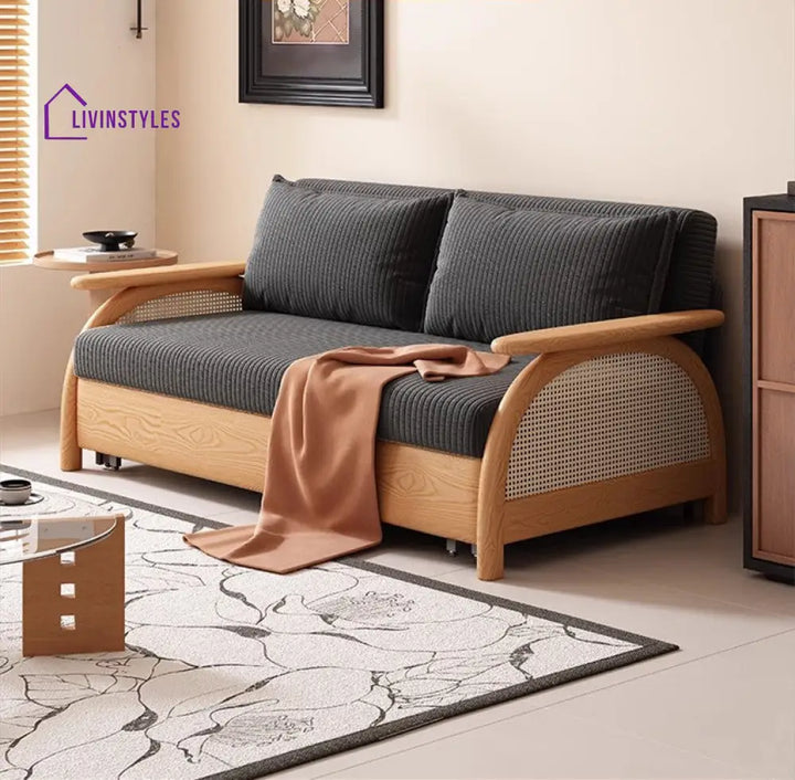 Multifunctional Corduroy Fabric Sofa Bed With Underneath Storage FURNITURE