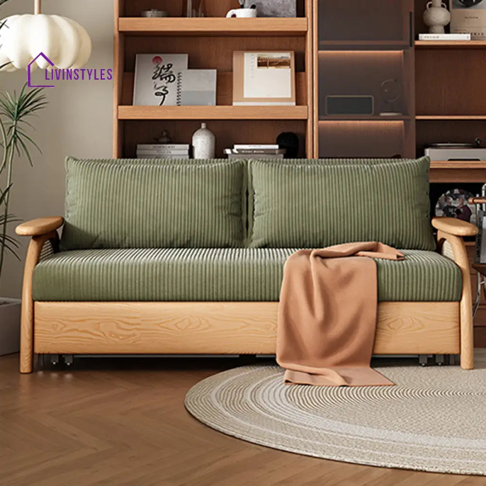 Multifunctional Corduroy Fabric Sofa Bed With Underneath Storage FURNITURE