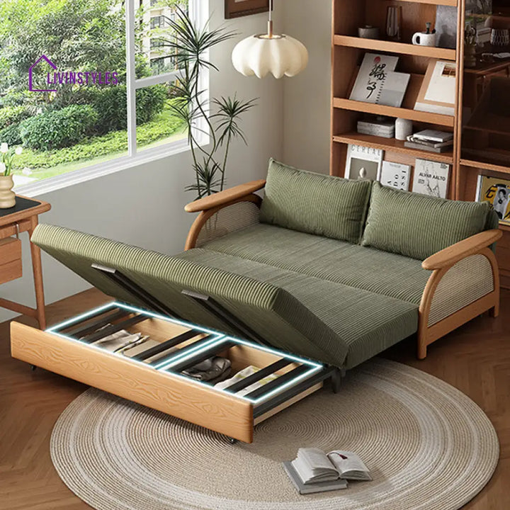 Multifunctional Corduroy Fabric Sofa Bed With Underneath Storage FURNITURE
