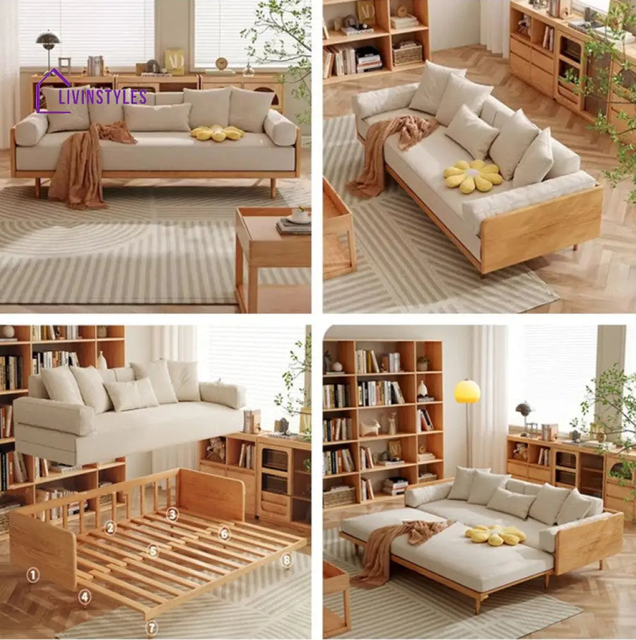 Japandi Solid Wood Frame Sofa Bed SOFA BED