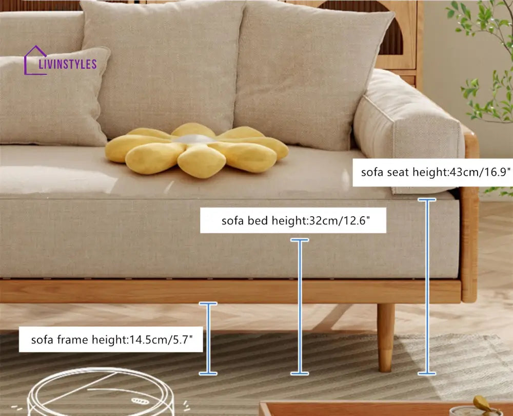Japandi Solid Wood Frame Sofa Bed SOFA BED