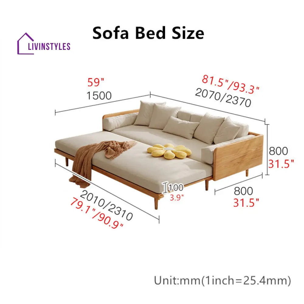 Japandi Solid Wood Frame Sofa Bed SOFA BED
