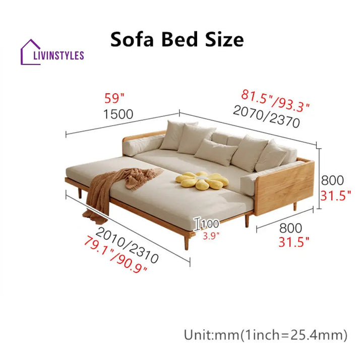Japandi Solid Wood Frame Sofa Bed SOFA BED
