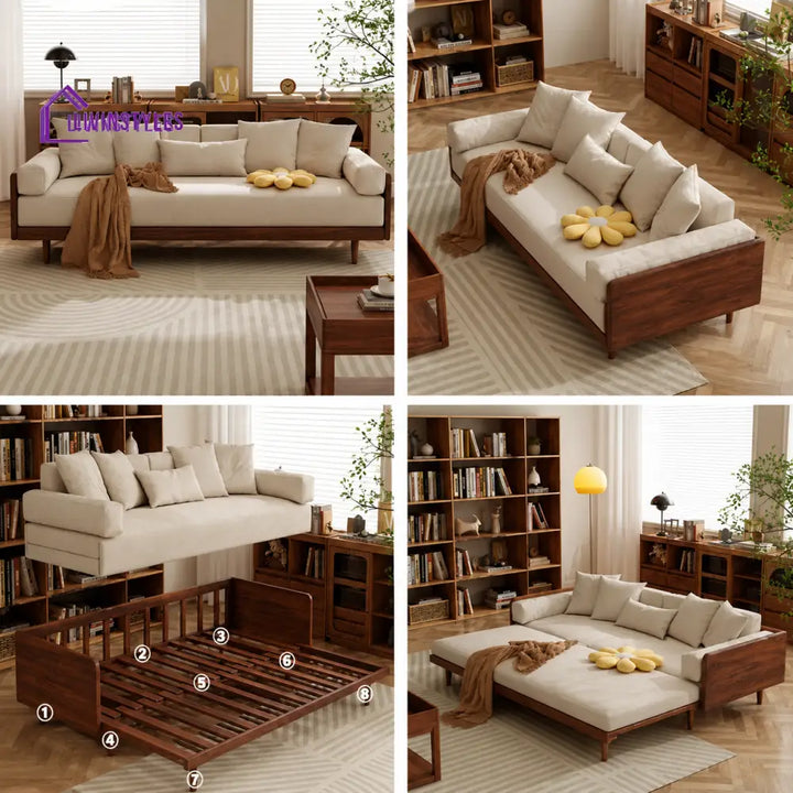 Damen Solid Wood Sofa Come Bed - SOFA BED