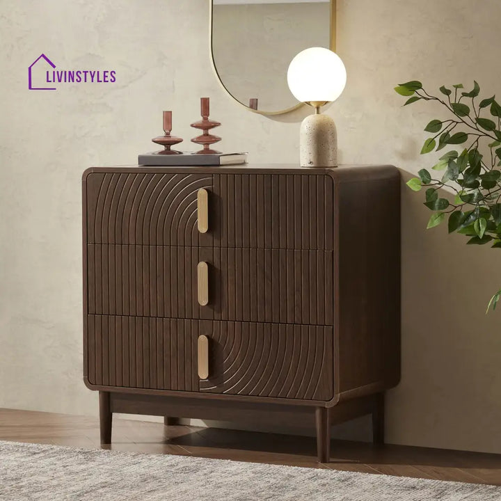 Damian 3 Drawer Chest - Walnut Chest of Drawers