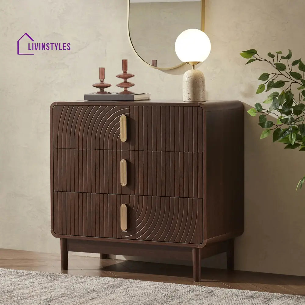 Damian 3 Drawer Chest - Walnut Chest of Drawers