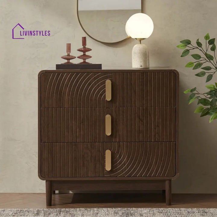 Damian 3 Drawer Chest - Walnut Chest of Drawers