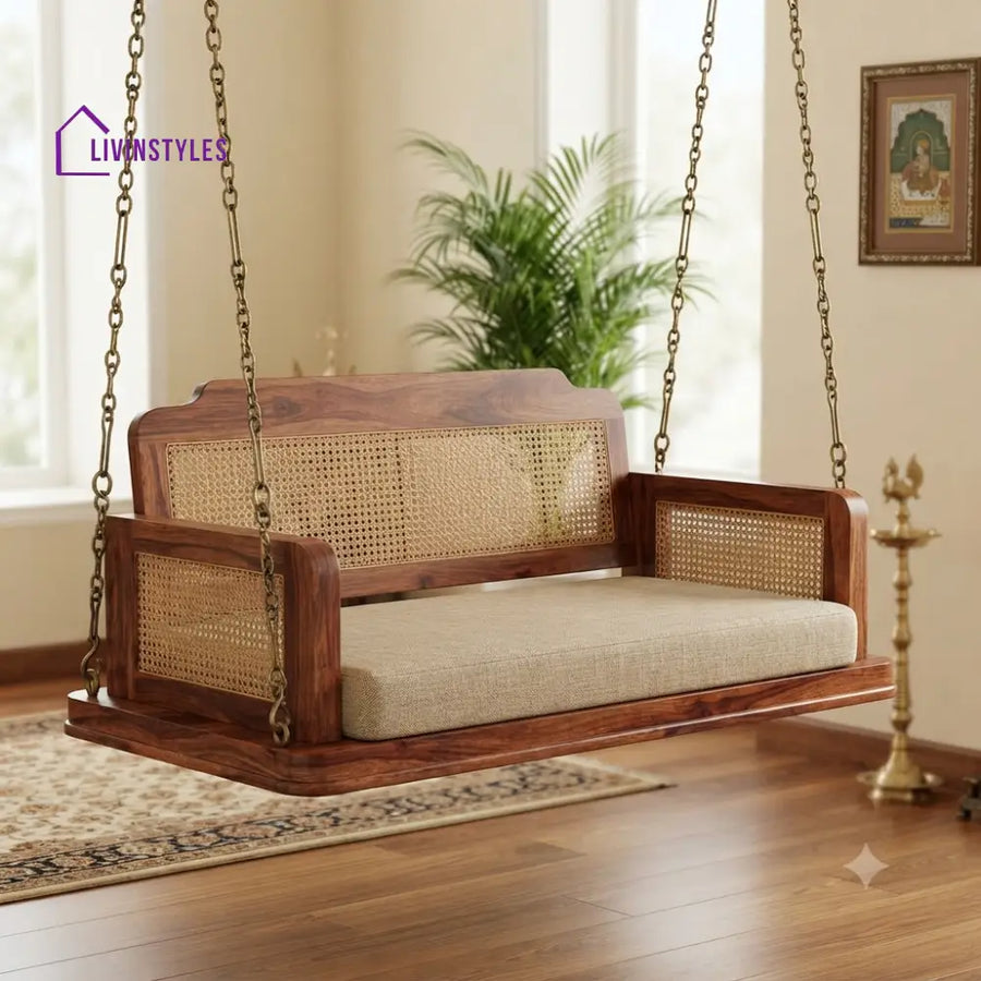 Damien 2 Seater Wooden Swing for Home | Wooden Jhula for home