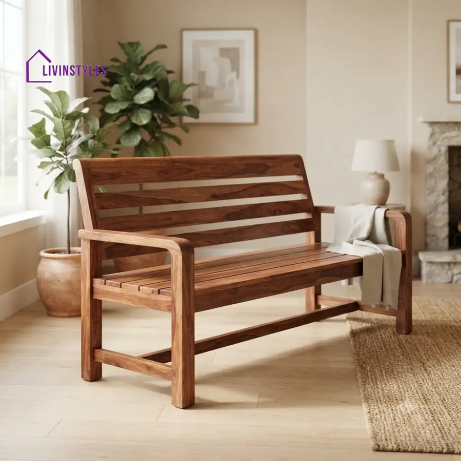 Damien Wooden Bench for Living Room | Bedroom | Extra Seating