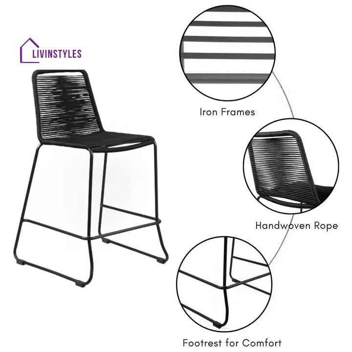 Damini 2-Piece Outdoor Rope Bar Chairs – Stylish Comfort Built to Last - Bar Chairs