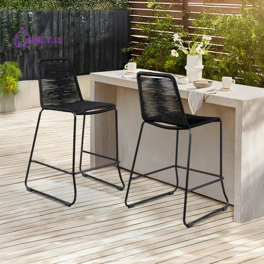 Damini 2-Piece Outdoor Rope Bar Chairs – Stylish Comfort Built to Last - Bar Chairs