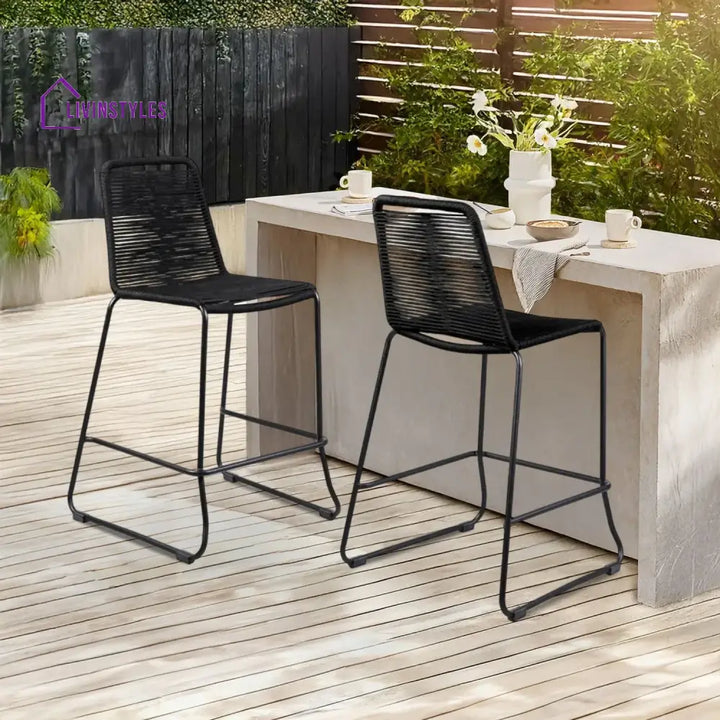 Damini 2-Piece Outdoor Rope Bar Chairs – Stylish Comfort Built to Last - Bar Chairs