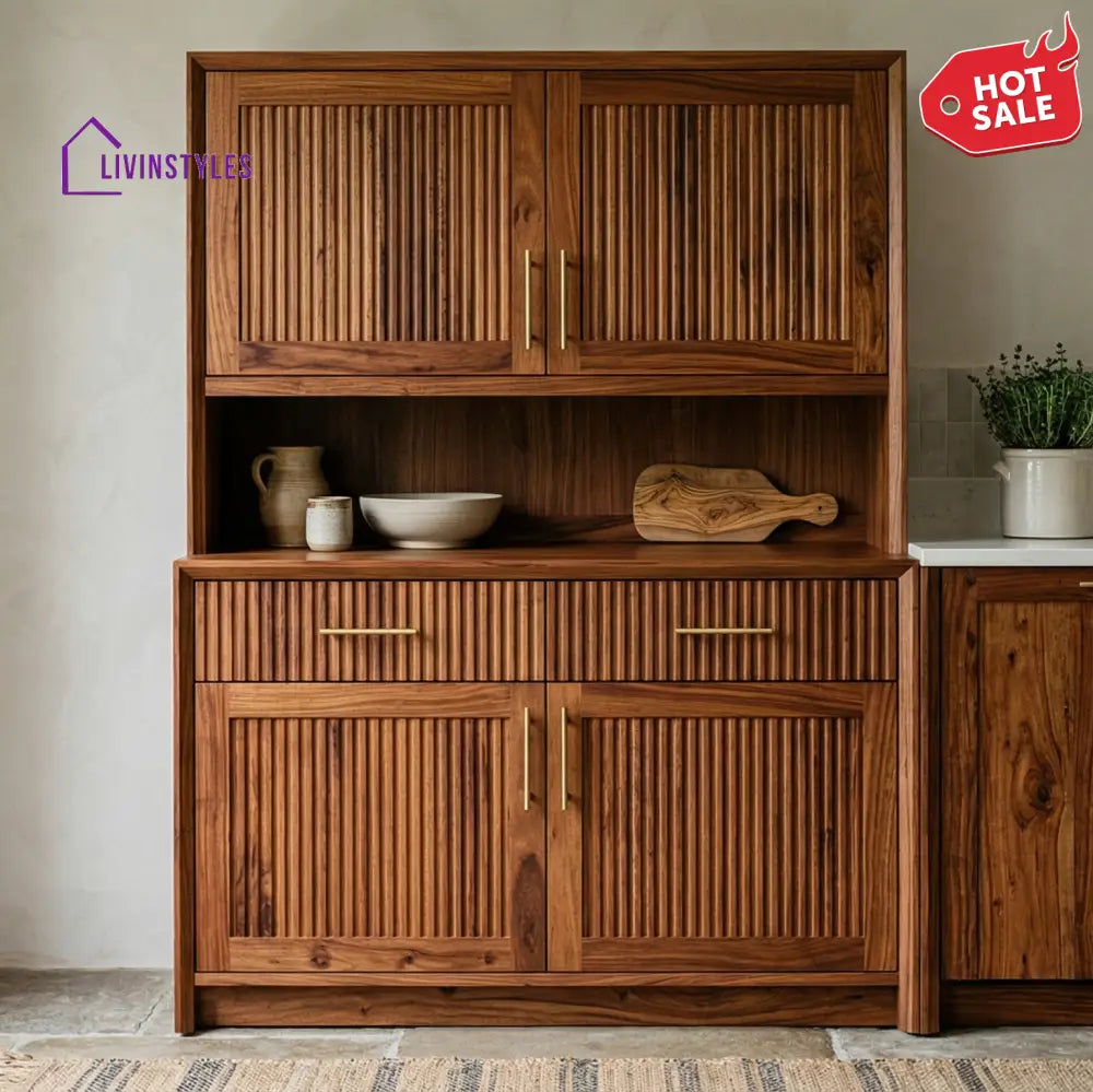 Daniel Classic Kitchen Cabinet with Glass (Honey Finish)