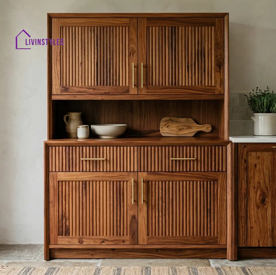 Daniel Classic Kitchen Cabinet with Glass (Honey Finish)