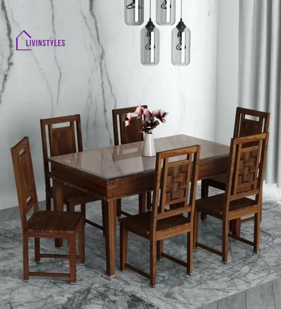 Niware Sheesham Wood 6 Seater Dining Table Sets with chair cushion Kitchen & Dining Furniture Sets