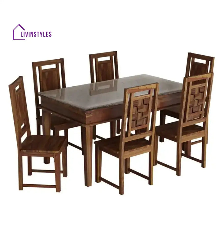 Niware Sheesham Wood 6 Seater Dining Table Sets with chair cushion Kitchen & Dining Furniture Sets