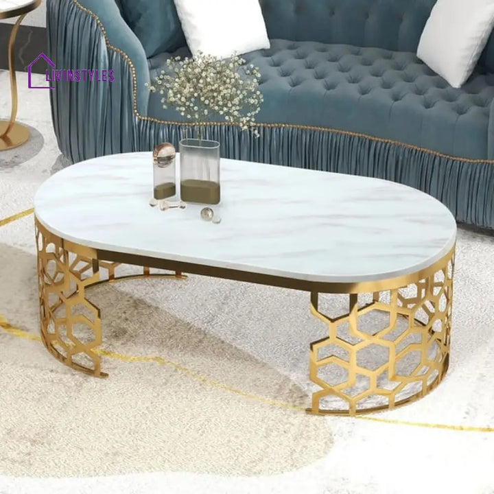 Daniel Stainless Steel With Pvd Coated And Marble Top Coffee Table