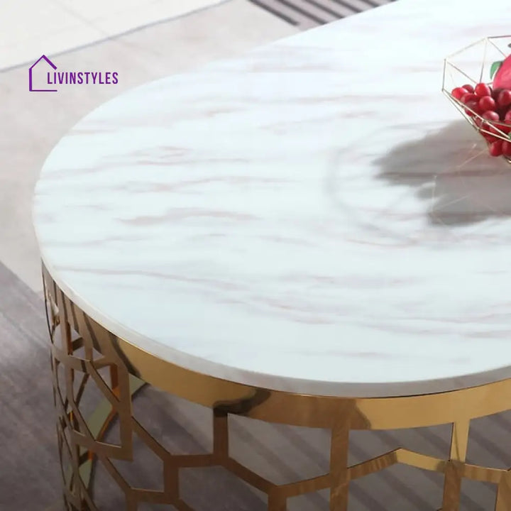 Daniel Stainless Steel With Pvd Coated And Marble Top Coffee Table