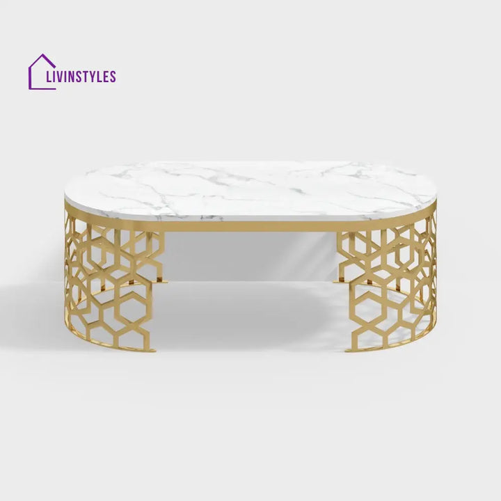 Daniel Stainless Steel With Pvd Coated And Marble Top Coffee Table