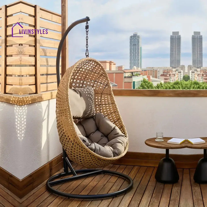 Daniela Egg Swing Chair (Beige and Dark Grey) Swing