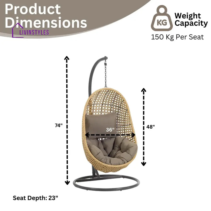 Daniela Egg Swing Chair (Beige and Dark Grey) Swing
