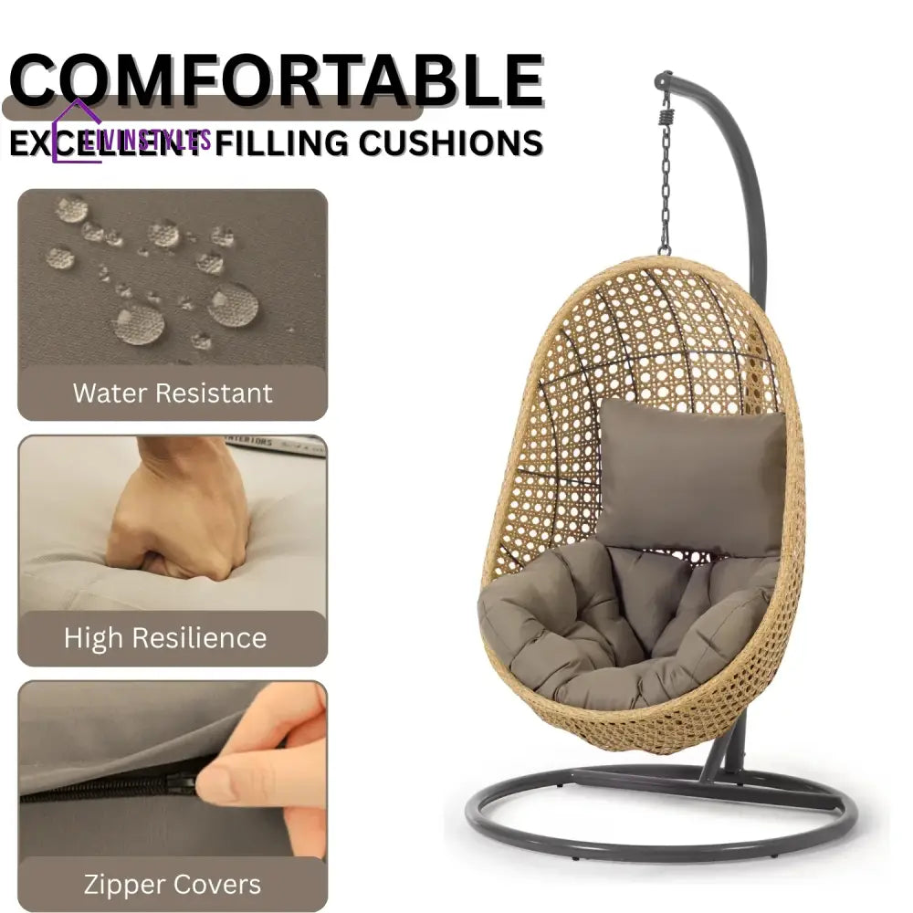 Daniela Egg Swing Chair (Beige and Dark Grey) Swing