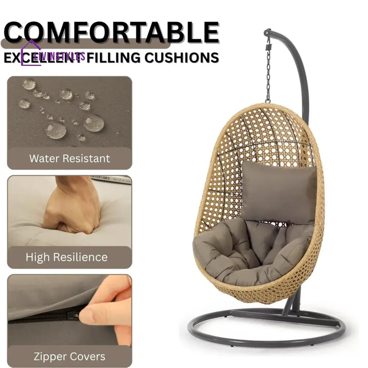 Daniela Egg Swing Chair (Beige and Dark Grey) Swing