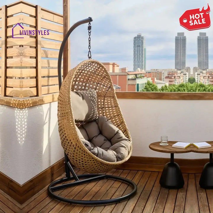 Daniela Egg Swing Chair (Beige and Dark Grey) Swing
