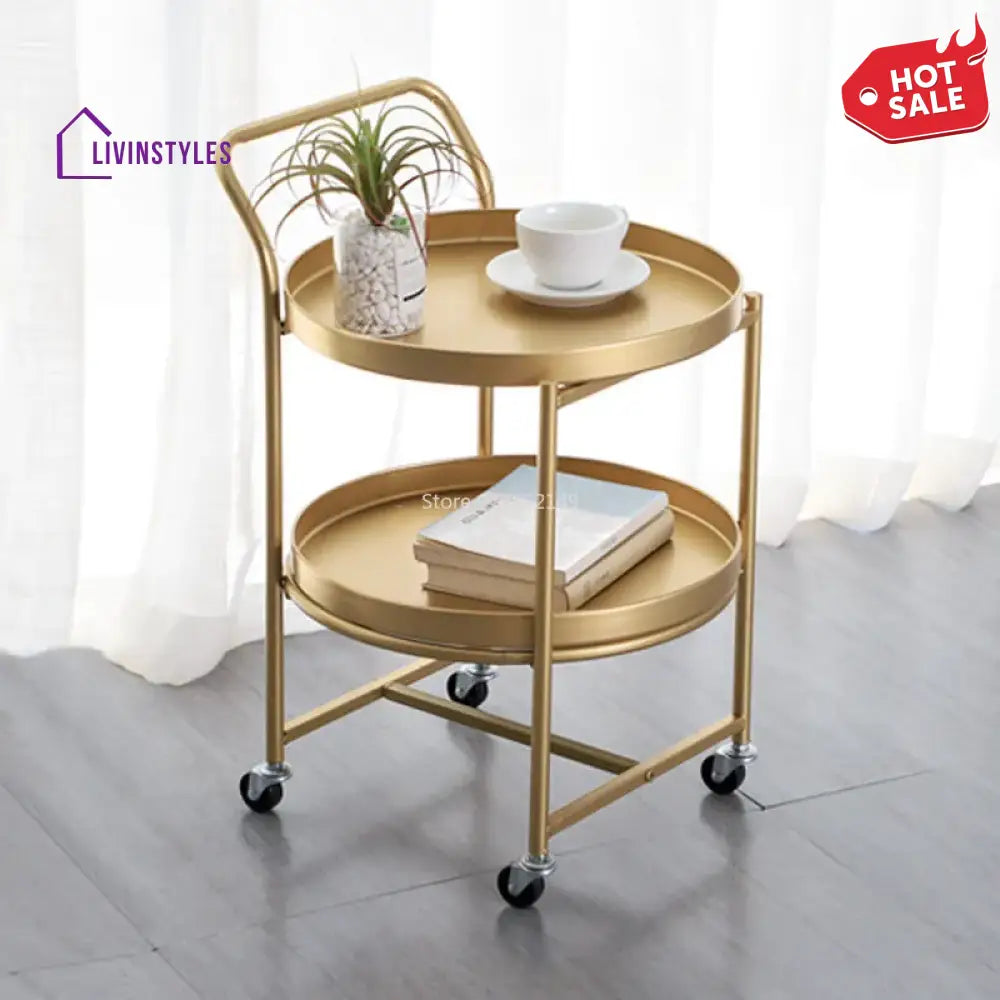 Danish Movable Small Coffee Table Trolley With Wheels