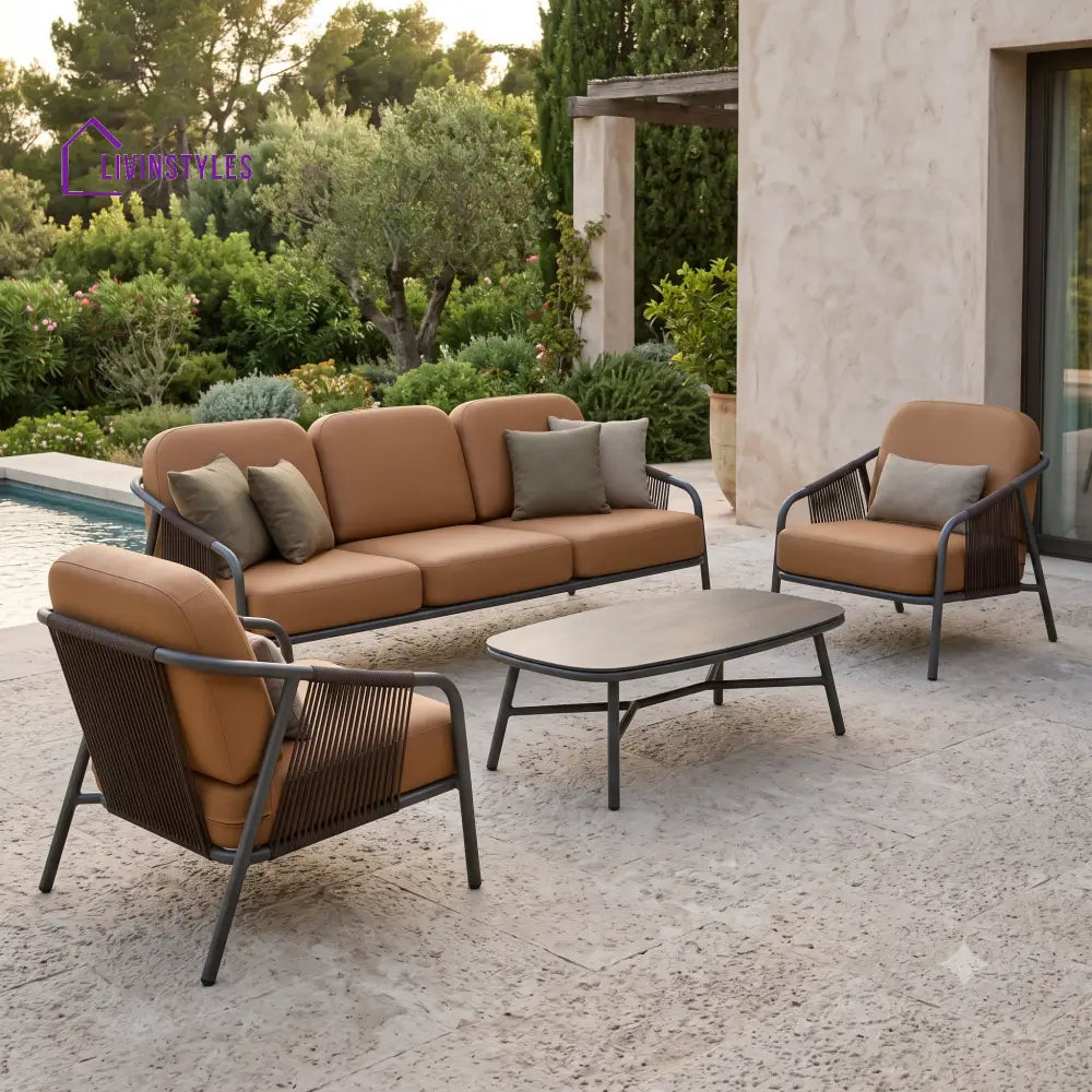 Danuta Premium MS Frame with Powder Coated Outdoor Sofa Set with Weather Proof Fabric