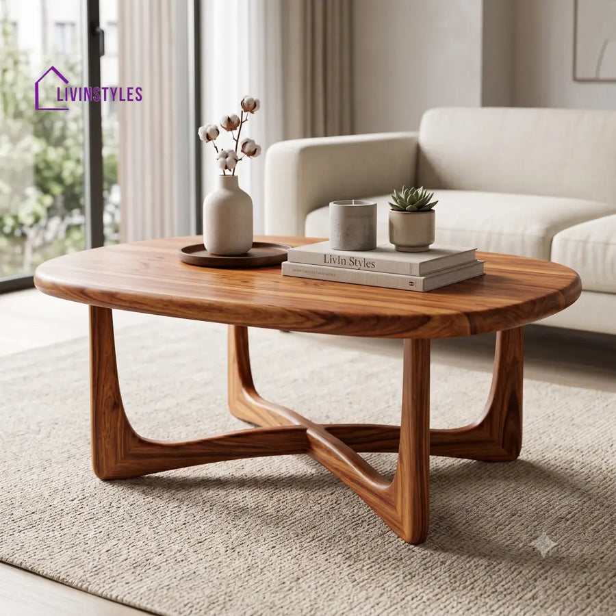 Daphné Wooden Coffee Table for Living Room | Tea Table | Teapoy | Center table