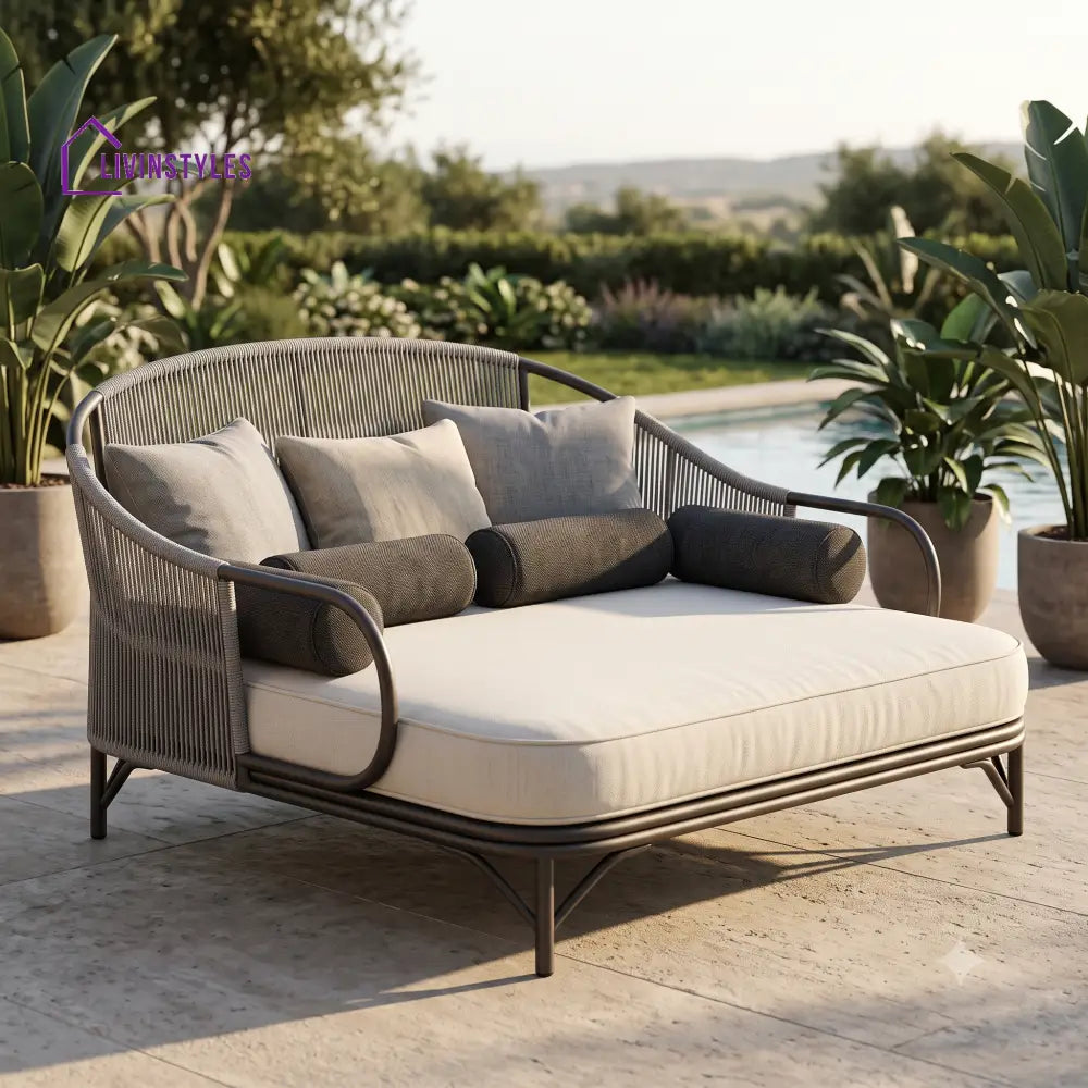 Daphnee Premium Outdoor Day Bed in Metal Frame with Powder Coated & Rope