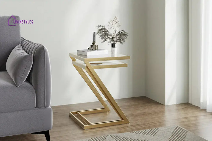 Daria Glass Nesting Table In Gold Finish (Set Of 2)