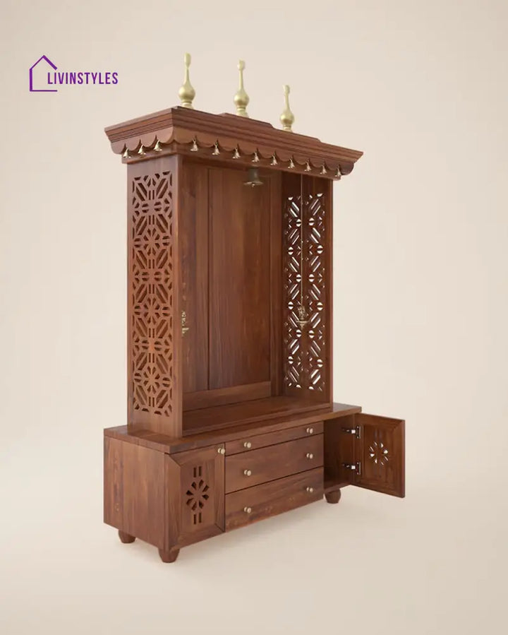 Daria Large Wooden Pooja Mandir for Home | Handcrafted Home Temple