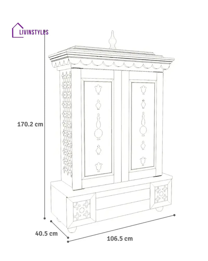 Daria Large Wooden Pooja Mandir for Home | Handcrafted Home Temple