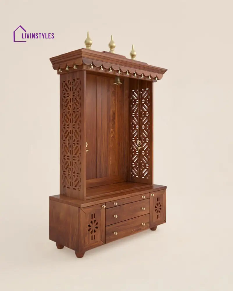 Daria Large Wooden Pooja Mandir for Home | Handcrafted Home Temple