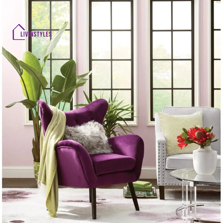 Darika Solid Wood and Fabric Arm Chair | Living Room Chair | Lounge Chair