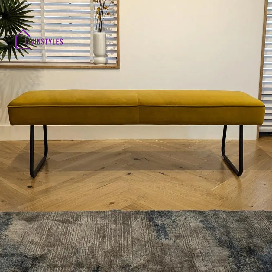 Darina 3 Seater Backless Dining Bench Mustard
