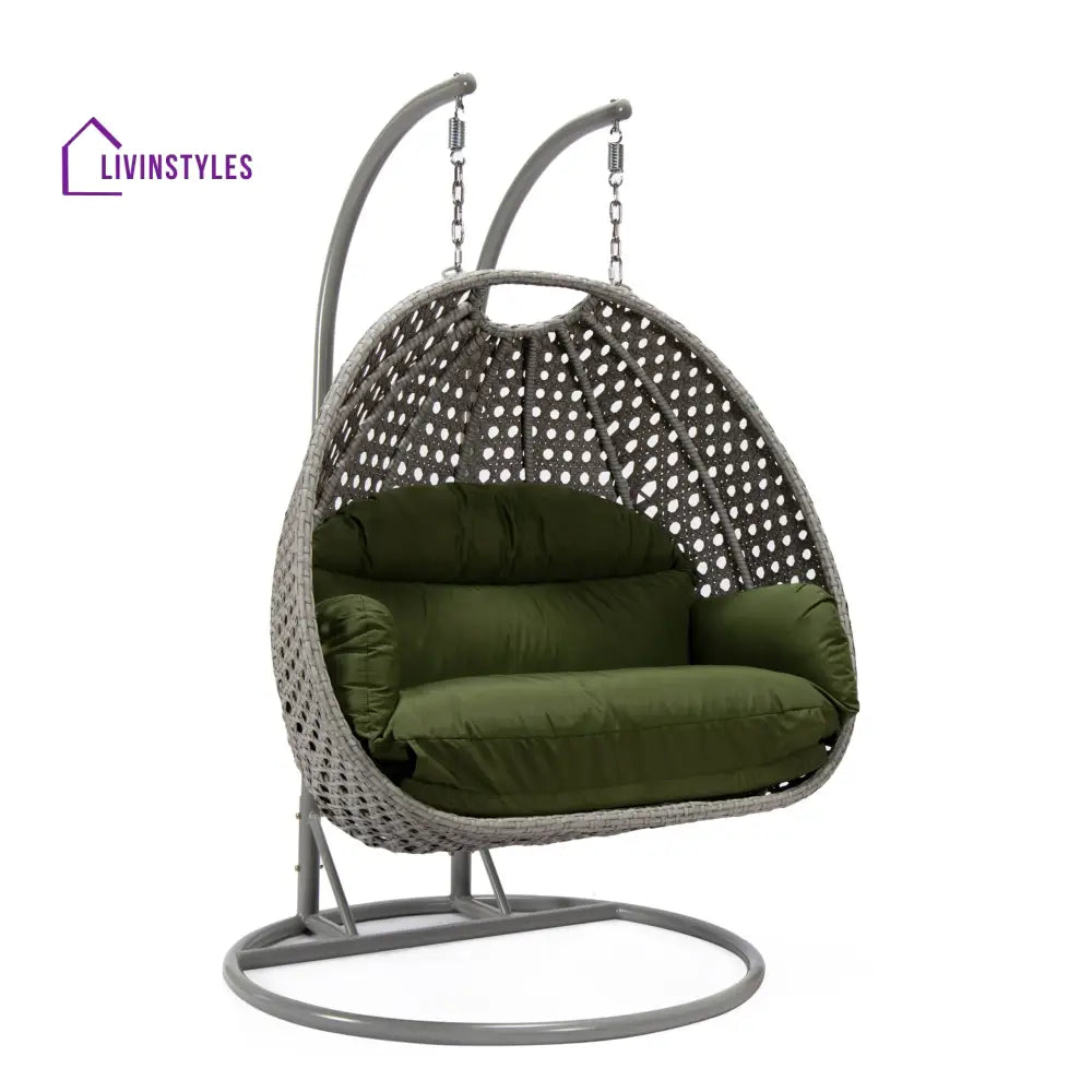 Dario Double Seater Hanging Swing With Stand For Balcony Garden Swing (Silver) - Swings