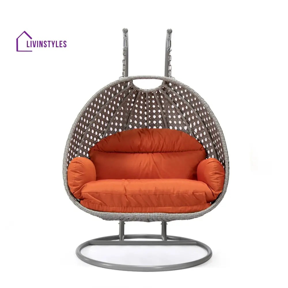 Dario Double Seater Hanging Swing With Stand For Balcony Garden Swing (Silver) - Swings
