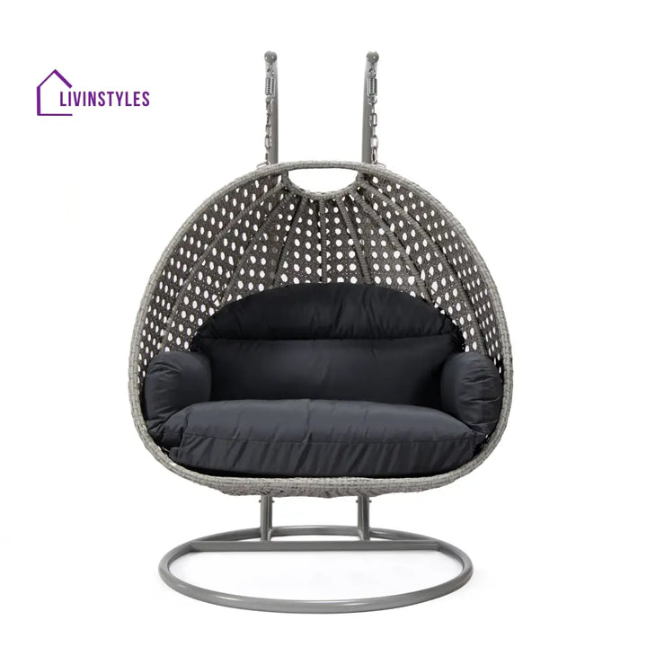Dario Double Seater Hanging Swing With Stand For Balcony Garden Swing (Silver) - Swings