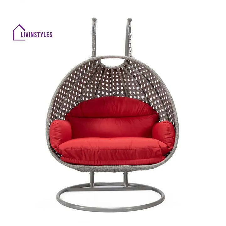 Dario Double Seater Hanging Swing With Stand For Balcony Garden Swing (Silver) - Swings