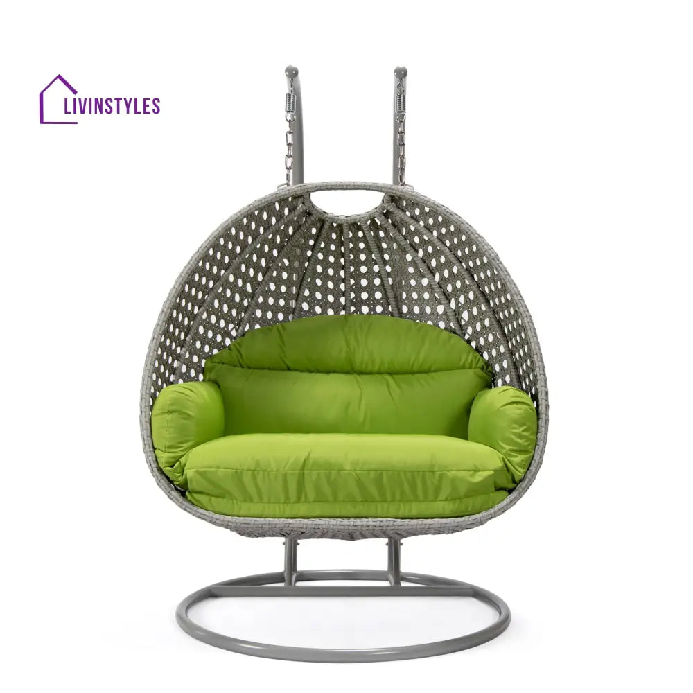 Dario Double Seater Hanging Swing With Stand For Balcony Garden Swing (Silver) - Swings