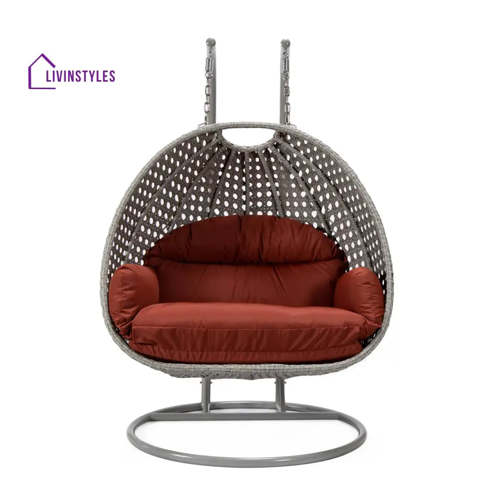 Dario Double Seater Hanging Swing With Stand For Balcony Garden Swing (Silver) - Swings