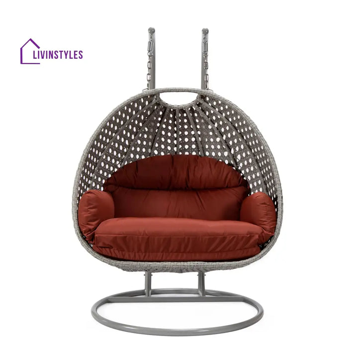 Dario Double Seater Hanging Swing With Stand For Balcony Garden Swing (Silver) - Swings