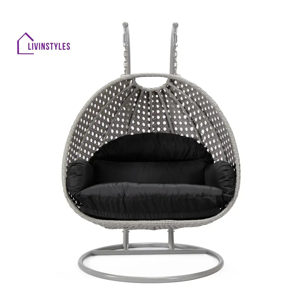Dario Double Seater Hanging Swing With Stand For Balcony Garden Swing (Silver) - Swings