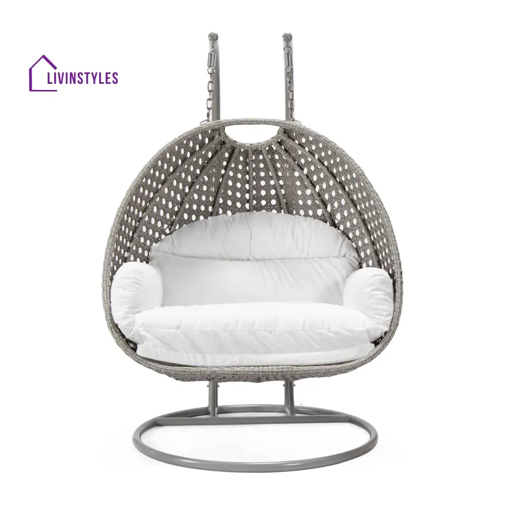 Dario Double Seater Hanging Swing With Stand For Balcony Garden Swing (Silver) - Swings