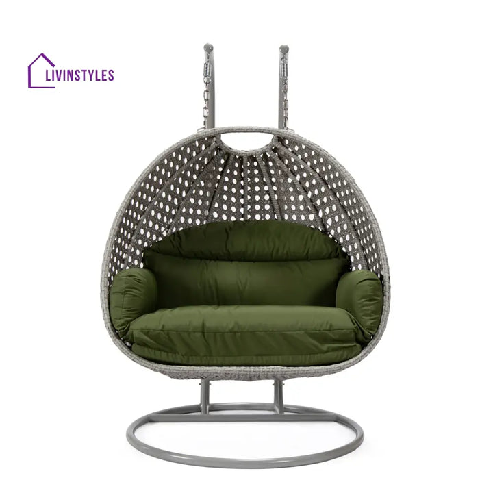 Dario Double Seater Hanging Swing With Stand For Balcony Garden Swing (Silver) - Swings