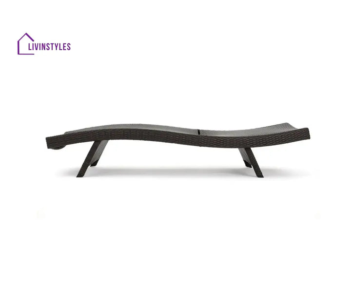 Dark Brown Outdoor Lounger With Cream Cushions (Set Of 2)