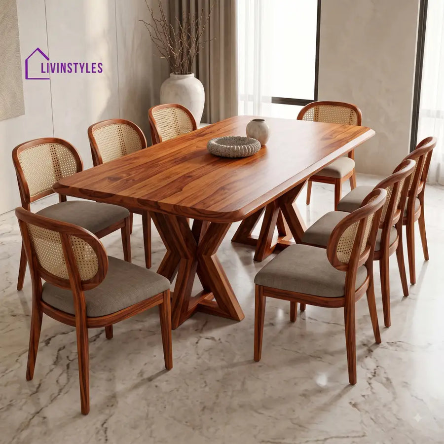 Darsh Premium Solid Wood 8 Seater Dining Table Set